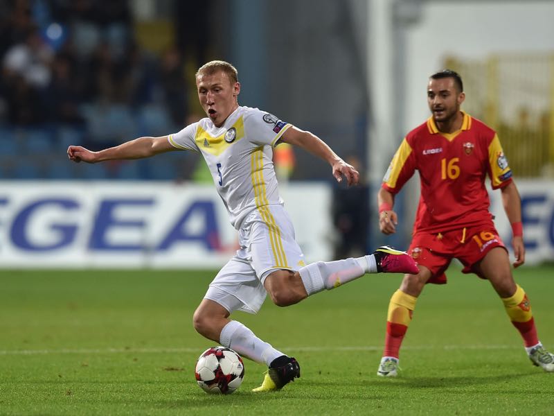  Islambek Kuat of Kazakhstan in action during the FIFA 2018 World Cup Qualifier between Montenegro and Kazakhstan at Podgorica City Stadium on October 8, 2016 in Podgorica, Montenegro, (Photo by Giuseppe Bellini/Getty Images)