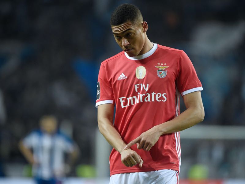 Benfica's Brazilian forward Carlos Vinicius gestures during the Portuguese league football match between FC Porto and SL Benfica at the Dragao stadium in Porto on February 8, 2020. (Photo by MIGUEL RIOPA / AFP) 