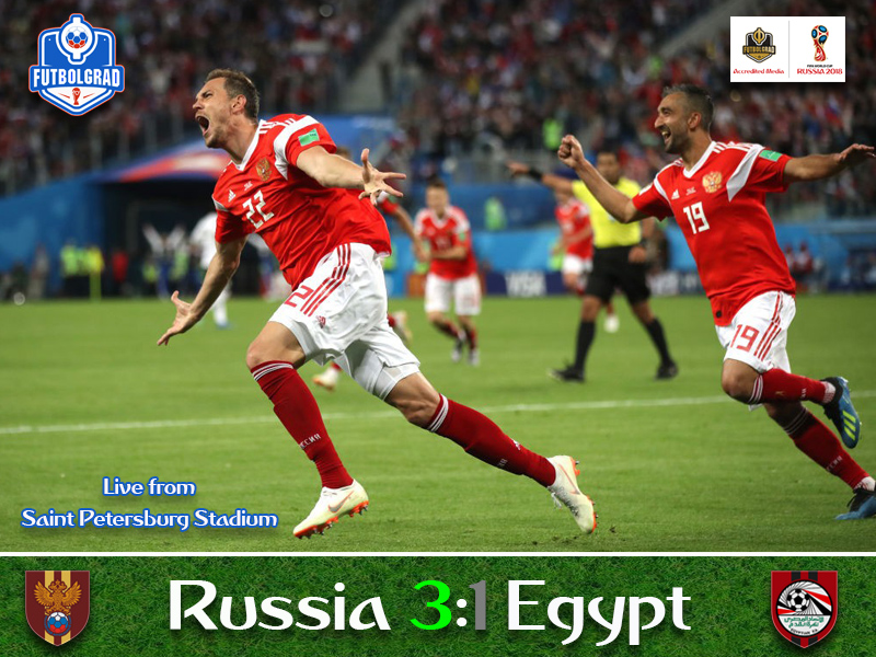 Russia stun Egypt to all but qualify for the round of 16